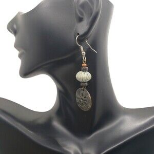 Express Bronze Sand Dollar Dangle Drop Silver Hook Earrings